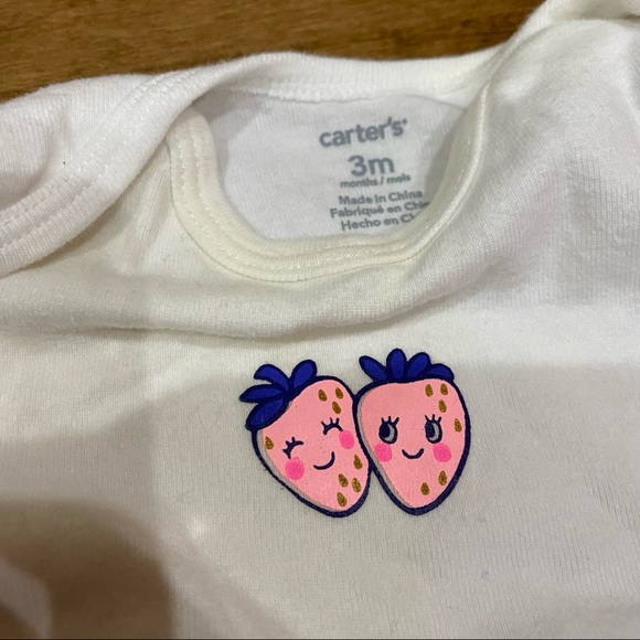 Short sleeve onesie without legs, strawberries pink owls 3m - Picture 6 of 7